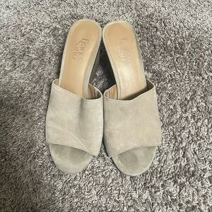 Light tan suede sandals